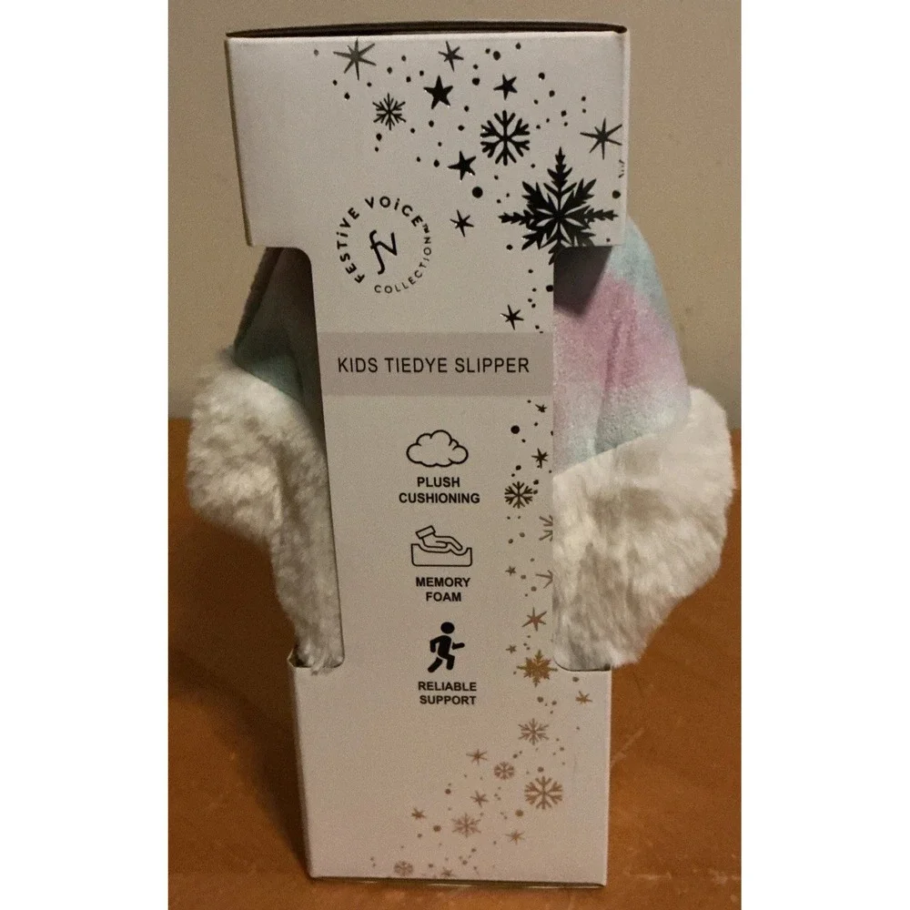 Festive Voice Collection Kids Tie Dye Slippers, 13-1 Size, New In‎ Package